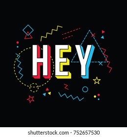 Hey, Hello Greetings in 80s color style