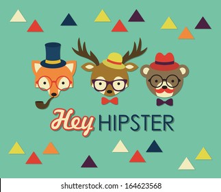 hey hipster card design. vector illustration