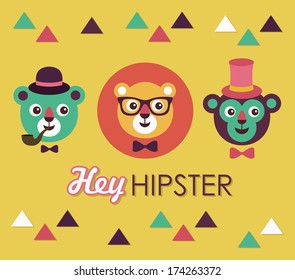 hey hipster card design. vector illustration