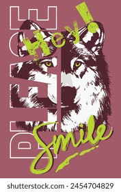 hey please smile dog pet illustration t-shirt graphic print with slogan vector artwork