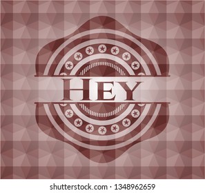 Hey red badge with geometric pattern. Seamless.