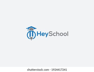 Hey School Abstract Education emblem logo design