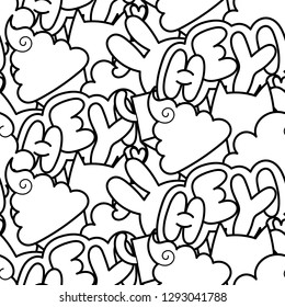 Hey. Seamless vector pattern with cute cartoon monsters and beasts. Nice for packaging, wrapping paper, coloring pages, wallpaper, fabric, fashion, home decor, prints etc. Vector illustration