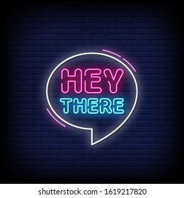 Hey There Neon Signs Style Text Vector