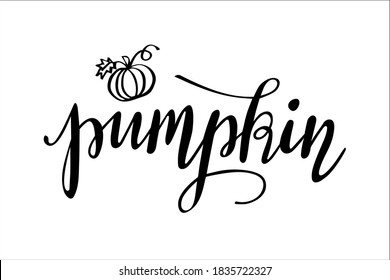 Hey there pumpkin hand lettering vector for Halloween and thanksgiving day  postcard design