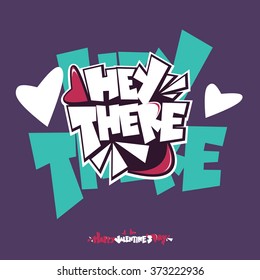 Hey there Valentine's card on violet background