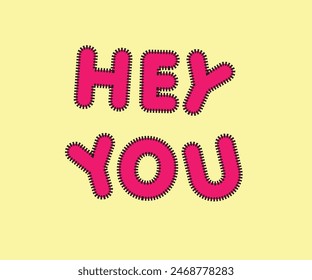 HEY YOU speech bubble in cartoon style, modern text for banner, greeting card, flyers, posters, social media, Sticker, Vector Illustration