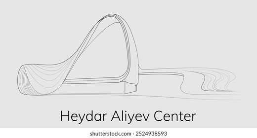 Centro Heydar Aliyev. Ilustração em Line-Art.