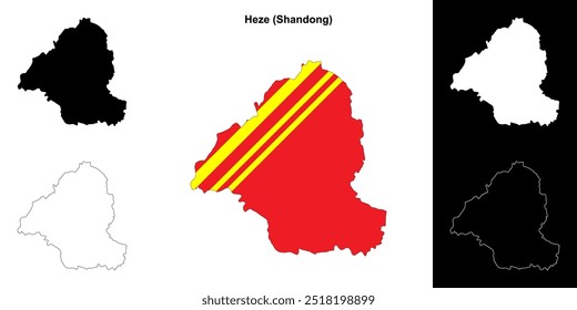 Heze blank outline map set