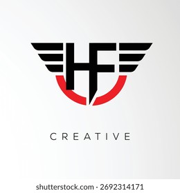 HF Creative Wings Letter Logo mit modernem Schild - Leistungsstarkes Business- und Branding-Symbol	
