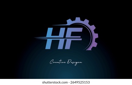 HF Gear Fusion Logo – Industrial Tech-Inspired Letter mark Futuristic Industrial Letter Mark Design for Technology and Engineering Brands.