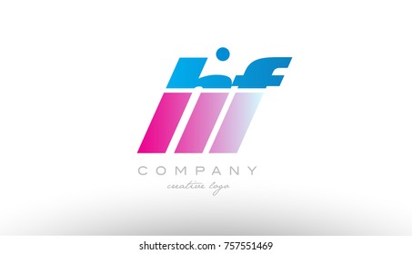 hf  h f alphabet letter combination in pink and blue color. Can be used as a logo for a company or business with initials
