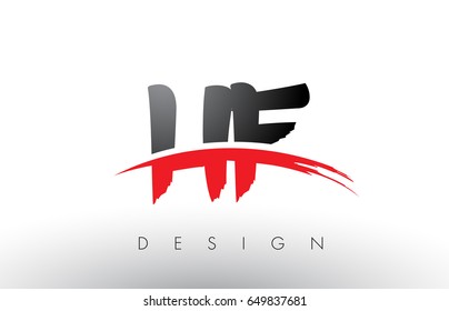 HF H F Brush Logo Letters Design with Red and Black Colors and Brush Letter Concept.