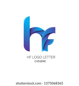 hf h f circle lowercase design of alphabet letter combination with infinity suitable as a logo for a company or business - Vector