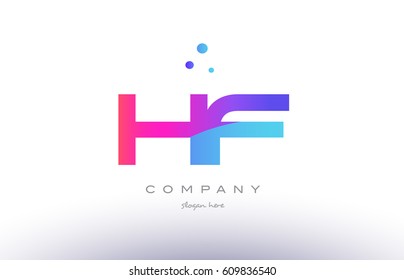 hf h f  creative pink purple blue modern dots creative alphabet gradient company letter logo design vector icon template