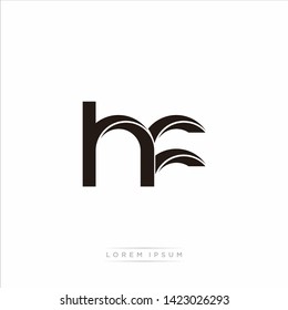 hf h f Initial Letter Split Lowercase Modern Monogram linked outline rounded logo
