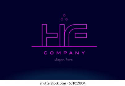 hf h f letter alphabet text pink purple dots contour line creative company logo vector icon design template