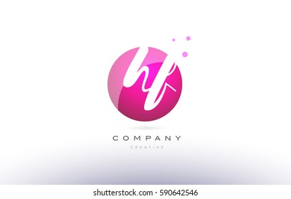 hf h f  sphere pink 3d alphabet company letter combination logo hand writting written design vector icon template 