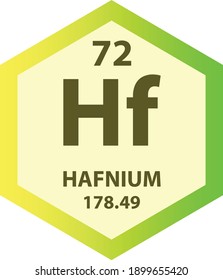 Hf Hafnium Transition metal Chemical Element Periodic Table. Hexagon vector illustration, colorful Hexagon clean style Icon with molar mass and atomic number for Lab, science or chemistry education.