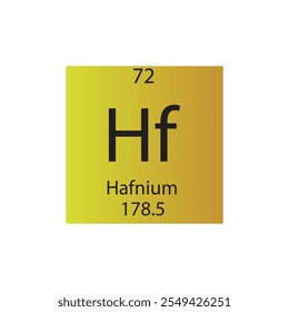 Tabela periódica de elementos químicos de metal de transição de háfnio. Simples ilustração de vetor quadrado plano, simples ícone de estilo limpo com massa molar e número atômico para Lab, ciência ou classe de química.
