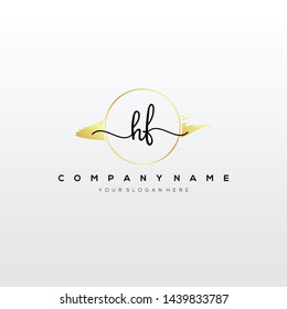 HF handwriting initial logo template vector.