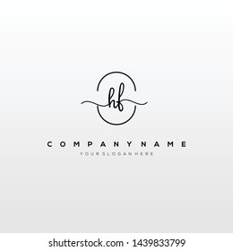 HF handwriting initial logo template vector.