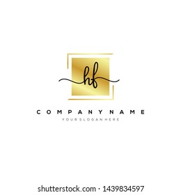 HF handwriting initial logo template vector.