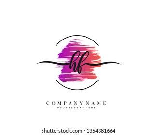 HF handwriting initial  logo vector