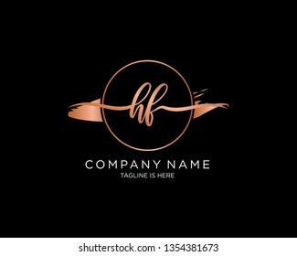 HF handwriting initial  logo vector