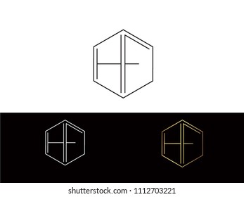 HF hexagon shape Letters Design
