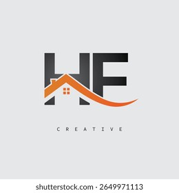 HF House Letter Logo – Creative Real Estate Monogram with Roof Shape and Home Icon for Property, Architecture and Modern Branding Identity