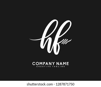 HF Initial Handwriting Logo Template Vector