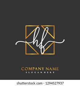 HF Initial Handwriting logo template vector
