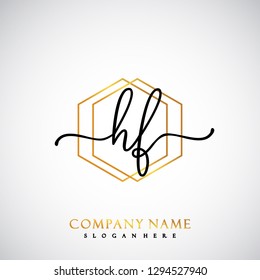 HF Initial Handwriting logo template vector