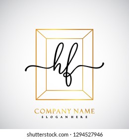 HF Initial Handwriting logo template vector