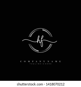 HF initial handwriting logo template vector