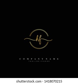 HF initial handwriting logo template vector