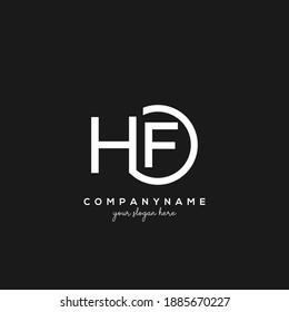 HF Initial letter logo in round white monogram circle on black background