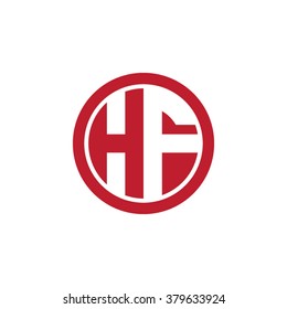 HF initial letters circle business logo red