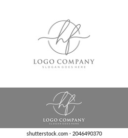 HF Initial letters, handwriting signature logo.