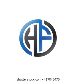 HF initial letters looping linked circle logo black blue