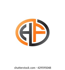 HF initial letters looping linked ellipse logo orange black