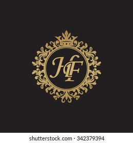 HF initial luxury ornament monogram logo