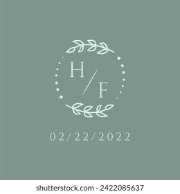 HF initial modern monogram wedding with creative circle line