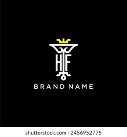 HF initial monogram brand logo design for crown vector image