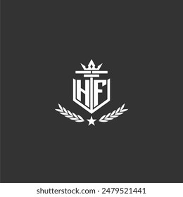 HF initial monogram brand logo design for crown vector image