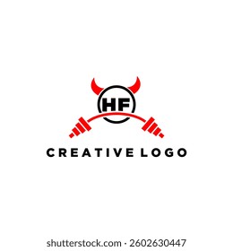 HF initial monogram for fitnes or gym logo with devil style design