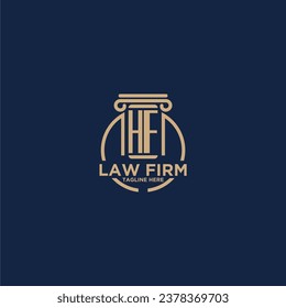 HF initial monogram for law firm with creative circle line