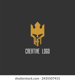 HF initial monogram logo for gaming with creative king spartan image design