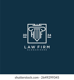 HF initial monogram logo for lawfirm with pillar design in creative square